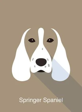 Springer Spaniel, dog face flat icon design, vector illustration Stock Illustration