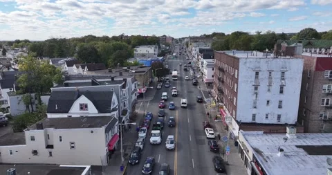 Springfeild Ave Irvington NJ Aerial Traffic Moving Vídeos de archivo 288265499