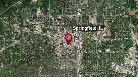 Springfield City Map Zoom (IL, USA) from Space to Earth 스톡 동영상 296186582