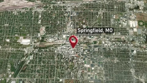 Springfield City Map Zoom (MO, USA) from Space to Earth Video stock 296186590