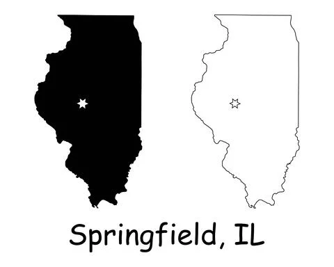 Springfield Illinois IL State Border USA Map Stock Illustration