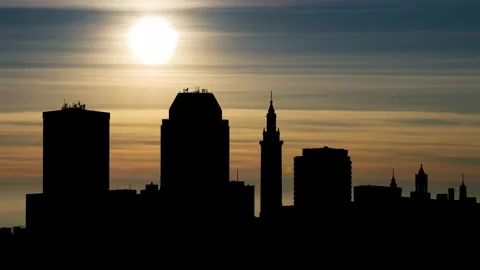 Springfield Panorama: Time Lapse at Sunset with Colorful Clouds, Massachusetts Stock Footage 277039704
