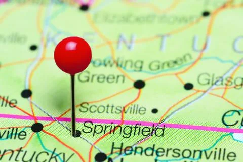 Springfield pinned on a map of Tennessee, USA Stock Photos