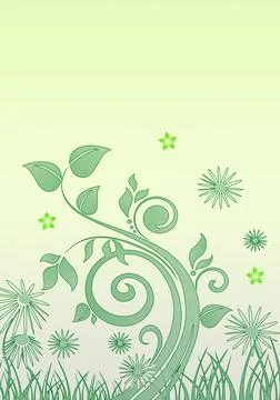 Springtime background with doodle flowers and swirl elements for design ill.. Stock Illustration