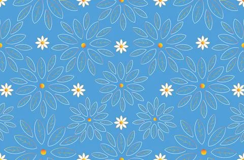 Springtime Chamomiles Vector Seamless Pattern. 库存插图