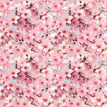 Springtime Cherry Blossom Seamless Background Stock Illustration