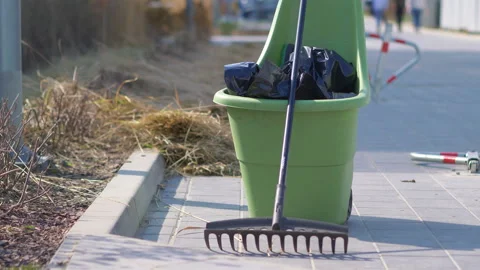 Springtime cleaning in the garden in 4k slow motion 60fps Stock Footage 152577281