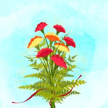 Springtime Colorful Carnation Flower Background Stock Illustration