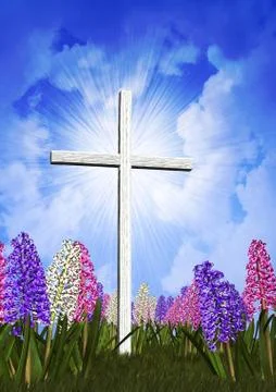 Springtime Easter Cross Stock Illustration