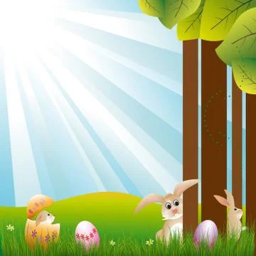 Springtime easter holiday illustration Stock Illustration