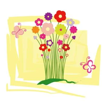 Springtime floral butterfly postcard Stock Illustration