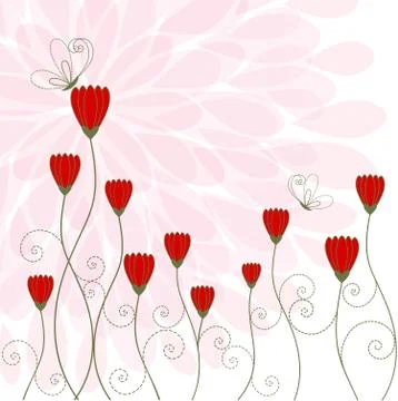 Springtime flower with butterfly Stock Illustration