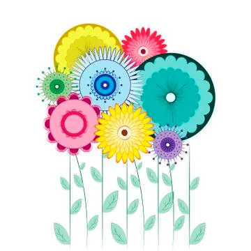 Springtime flowers , vector illustration. On white background. Stock Illustration