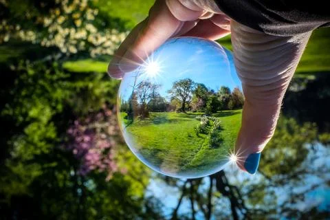 Springtime in a glass sphere Stock Photos