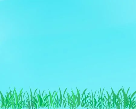 Springtime green grass and blue sky background Stock Illustration
