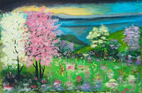 Springtime in the Hills Stock Illustration