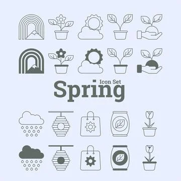 Springtime Inspiration: Vector Icon Set Stock Illustration