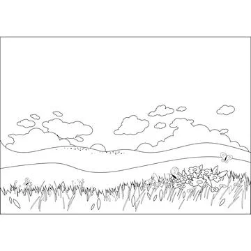 Springtime meadow landscape background. Stock Illustration