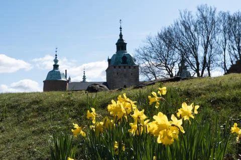 Springtime by the old castle Foto stock