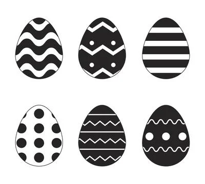 Springtime painted eggs black and white 2D line cartoon objects set Illustrazione stock