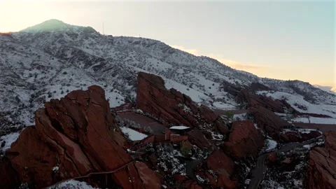 Springtime Red Rocks Park and Amphitheater concert venue Trading Post Morrison Stock Footage 336273742