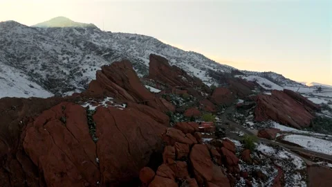 Springtime Red Rocks Park and Amphitheater concert venue Trading Post Morrison Stock Footage 336273779