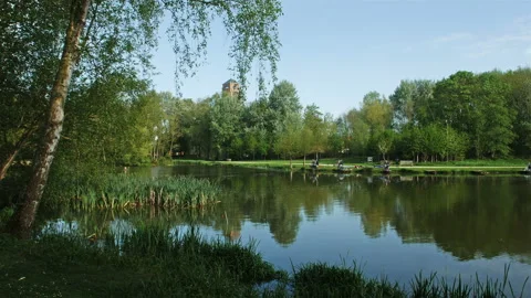 Springtime scenery in Belgium : Memorial Gardens Passchendaele 1917 dolly shot  Stock Footage 106950462