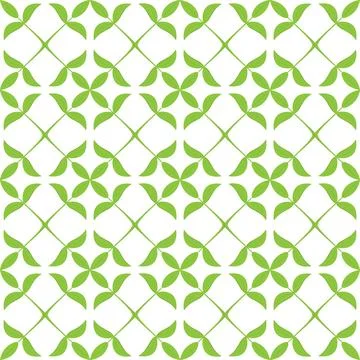 A springtime seamless pattern with a grid of green leaves on a transparent .. Stock Illustration