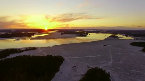 Springtime sunset aerial slider shot Stock Footage 76232363
