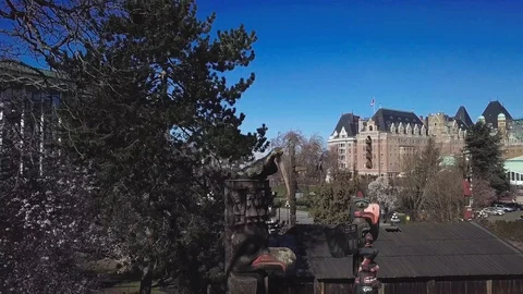 Springtime in Thunderbird totem poles park aerial video 2.  스톡 동영상 88164614