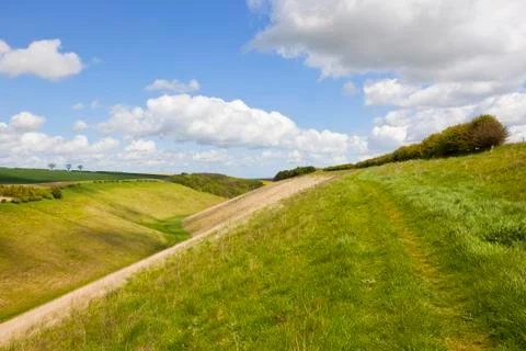 Springtime valley and footpath Stock Photos