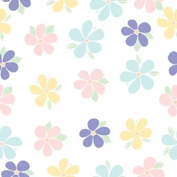 Springtime vector floral seamless background in pastel colors Stock Illustration
