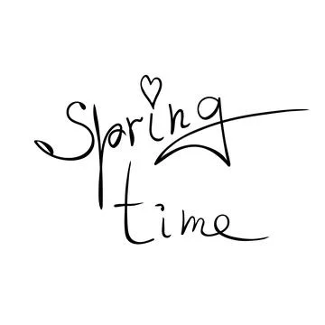 Springtime - vector handwritten inscription. Cute simple clipart, decorative  イラスト素材
