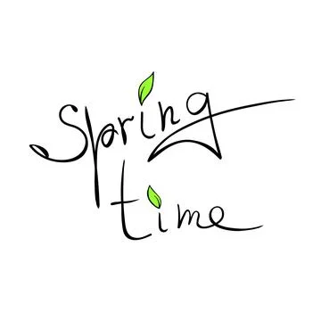 Springtime - vector handwritten inscription. Cute simple clipart, decorative  Stock Illustration