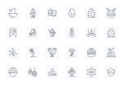 Springtime Vector Icon Repository containing 24 Regular Bold Outline 64x64 .. Stock Illustration