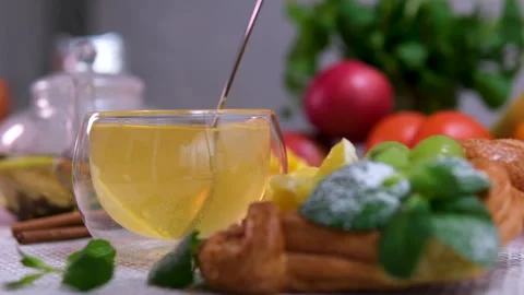 Sprinkle apple cookie with powdered sugar. Fresh homemade delicious apple Stock-Footage 307486944