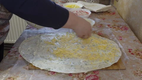 Sprinkle cheese dough Stock Footage 301432824