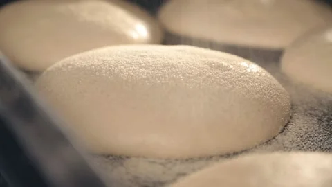 Sprinkle flour on pizza dough Stock Footage 220727429