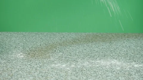 Sprinkle with flour on a support surface to prepare Italian cuisine - green s Stock Footage 126823801