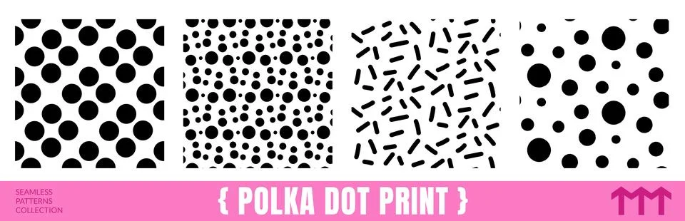 Sprinkle pattern set of four seamless monochrome swatches. Simple pattern mixes イラスト素材