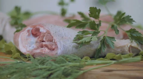Sprinkle with pepper chicken leg Stock Footage 68721445