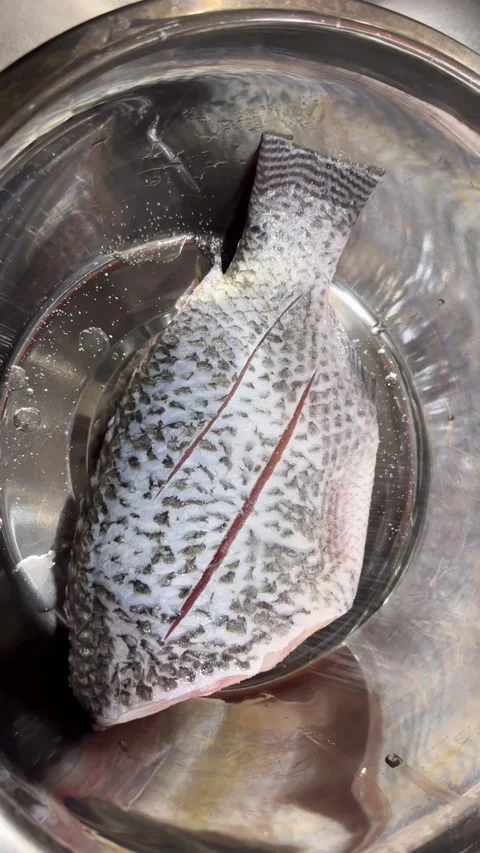 Sprinkle salt on tilapia1 库存影片 338216821