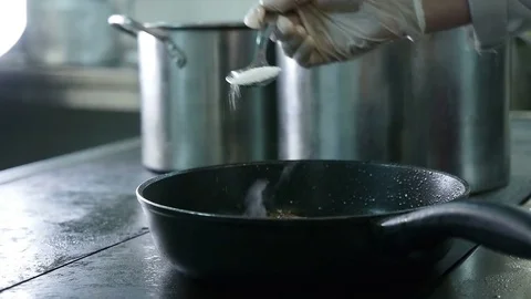 Sprinkle Spoon With Sugar Frying Pan Stock-Footage 78595690