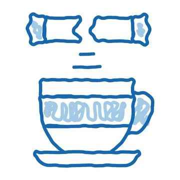 Sprinkle sugar in cup of tea doodle icon hand drawn illustration Stock Illustration