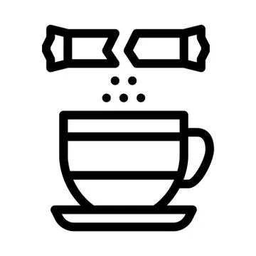 Sprinkle sugar in cup of tea icon vector outline illustration 库存插图