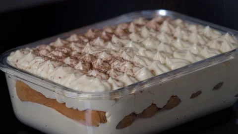 Sprinkle Tiramisu with chocolate chips Stock Footage 167568830
