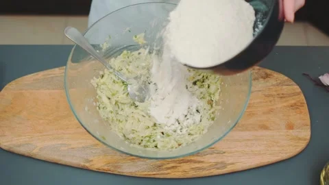 Sprinkle wheat flour on top of the cabbage Stock Footage 249891444