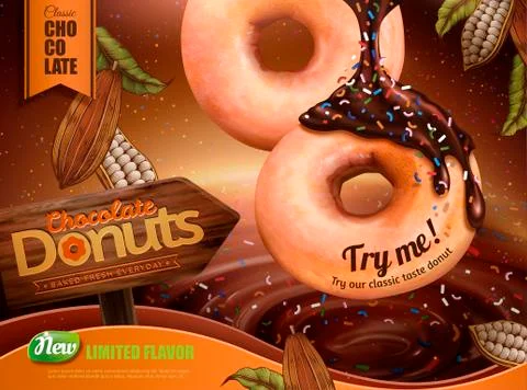 Sprinkled chocolate donut Stock Illustration