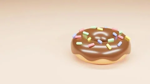 Sprinkled chocolate donut isolate on pastel background. 3d rendering Stock Illustration
