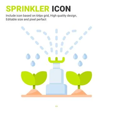 Sprinkler icon vector with flat color style isolated on white background 스톡 일러스트